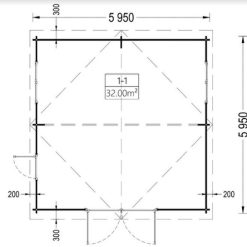 Tregarasje 36m², (6mx6m), 44 mm
