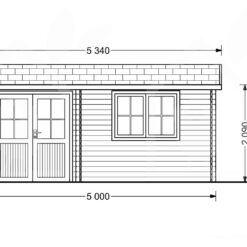 Trehytte Oslo 20 m², (5x4), 34mm
