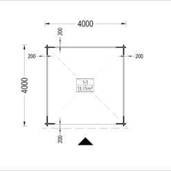 Paviljong TONNELLE 16m² (4m x 4m), 44mm