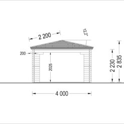 Paviljong TONNELLE 16m² (4m x 4m), 44mm