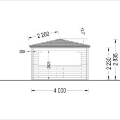 Paviljong TONNELLE 16m² (4m x 4m), 44mm