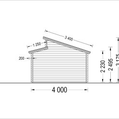 Enkel garasje Twin 24m², 44mm