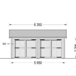 Dobbel tregarasje alternativ 36m², (6mx6m), 44mm