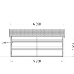 Dobbel tregarasje alternativ 36m², (6mx6m), 44mm