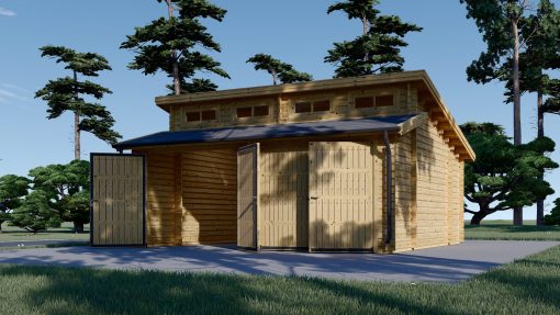 Twin moderne tregarasje 36m² (6m x 6m), 44 mm