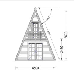 Trehytte med hems TIPI (4.5m x 7m), 44 mm