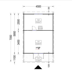 Trehytte med hems TIPI (4.5m x 7m), 44 mm