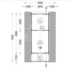 Trehytte med hems TIPI (4.5m x 7m), 44 mm