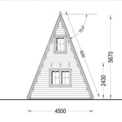 Trehytte med hems TIPI (4.5m x 7m), 44 mm