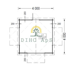 Kiosk 16 m² (4m x 4m), 44mm