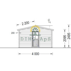 Kiosk 16 m² (4m x 4m), 44mm