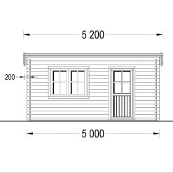 Trehytte DREUX flatt tak 19.9m², 44mm