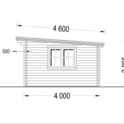 Trehytte DREUX flatt tak 19.9m², 44mm