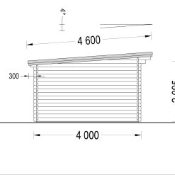 Trehytte DREUX flatt tak 19.9m², 44mm