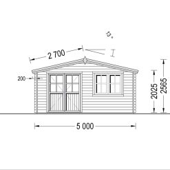 Trehytte LILLE 19.9m² (5×4), 34mm