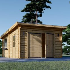 Tregarasje med moderne flatt tak 24 m², 44mm