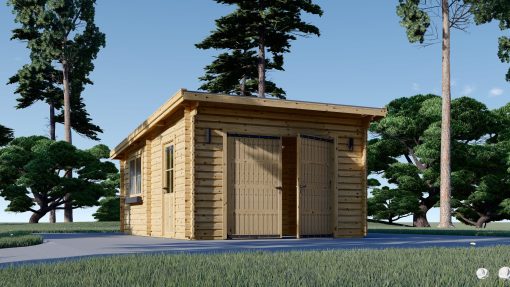 Tregarasje med moderne flatt tak 24 m², 44mm