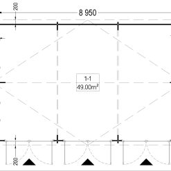Trippel garasje 54 m² (9m x 6m), 44mm