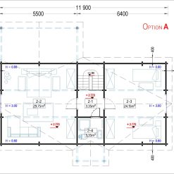 Trehus VERA (66 mm, 44 mm + 44 mm), 132 m² + 13,5 m² Terrasse