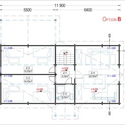 Trehus VERA (66 mm, 44 mm + 44 mm), 132 m² + 13,5 m² Terrasse