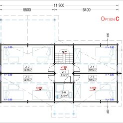 Trehus VERA (66 mm, 44 mm + 44 mm), 132 m² + 13,5 m² Terrasse