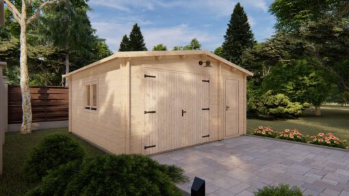 Garage med redskabsrum 5m x 5m, 44mm