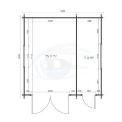 Garage med redskabsrum 5m x 5m, 44mm-floor plan