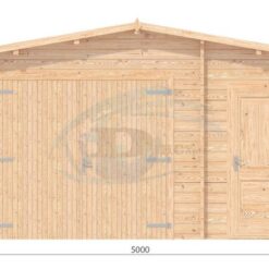 Garage med redskabsrum 5m x 5m, 44mm-front