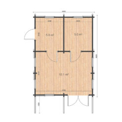 Tømmerhytte med hems – TORINO (4.5 m x 6 m)