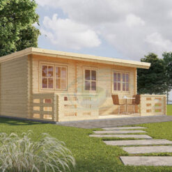 Flatt tak trehytte med terrasse ALTO 31m², 44mm