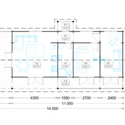 Feriehus TOSCANA 4.8 m x 11 m + terrasse 3 m