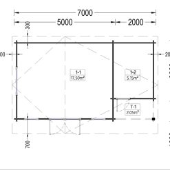 Trehytte CLARA 28m², 44mm/66mm