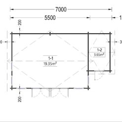 Trehytte ELLA 28m², 44mm/66mm