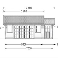 Trehytte ELLA 28m², 44mm/66mm