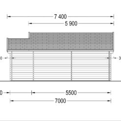 Trehytte ELLA 28m², 44mm/66mm