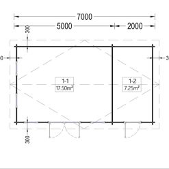 Trehytte LEA 28m², 44mm/66mm