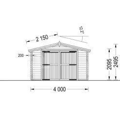 Enkelgarasje WOODY (44 mm), 4×7,5 m, 30 m²