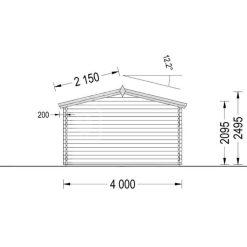 Enkelgarasje WOODY (44 mm), 4×7,5 m, 30 m²