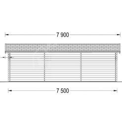 Enkelgarasje WOODY (44 mm), 4×7,5 m, 30 m²