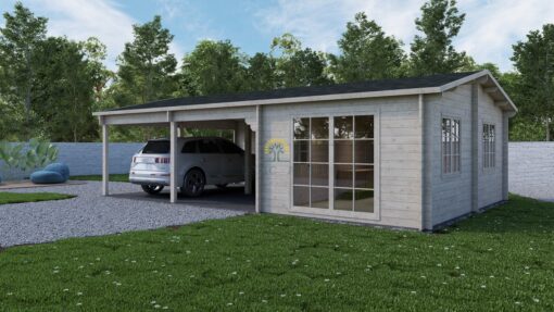 Dobbelt carport med skur 44,6 m²- Tivoli