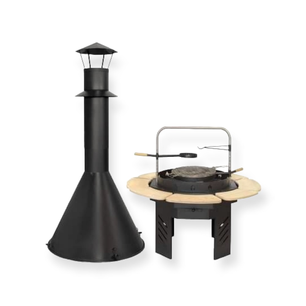 Stor Flame BBQ-grill med rund skorstein