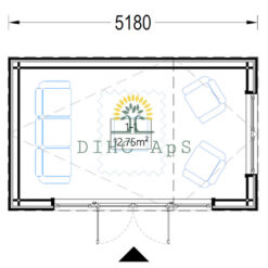 Redskapsbod TONIA 15 m² (34mm + trepaneler), 5mx3m