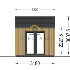 Redskapsbod TONIA 15 m² (34mm + trepaneler), 5mx3m