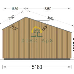 Redskapsbod TONIA 15 m² (34mm + trepaneler), 5mx3m