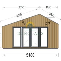 Redskapsbod TONIA 15 m² (34mm + trepaneler), 5mx3m