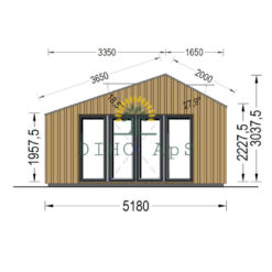 Trehytte TONIA 25 m² (34mm + trepaneler), 5mx5m