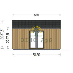 Trehytte TONIA 25 m² (34mm + trepaneler), 5mx5m