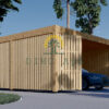 Carport i tre for 1 bil med bod og sidevegg LUNA F PLUS, 4,9x5,6 m