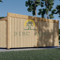 Carport i tre for 1 bil med bod og sidevegg LUNA F PLUS, 4,9x5,6 m