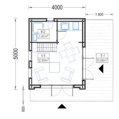 Trehus SOPHIA 20 m² (44 mm + trekledning)